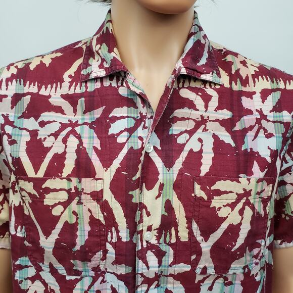 J. Crew Indian Madras Camp Collar Shirt  Short sleeves Men M Palm Print Amara - Picture 5 of 14